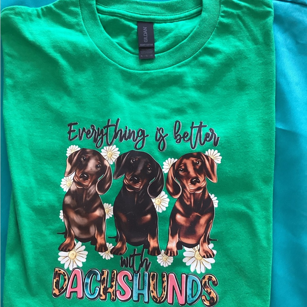 Green Dachshund Graphic T-Shirt
